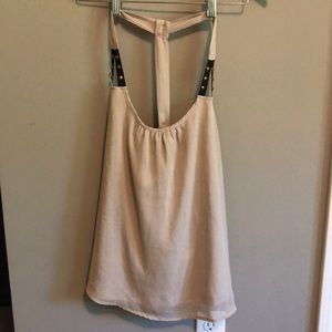 Tan Tank Top with Stud Straps